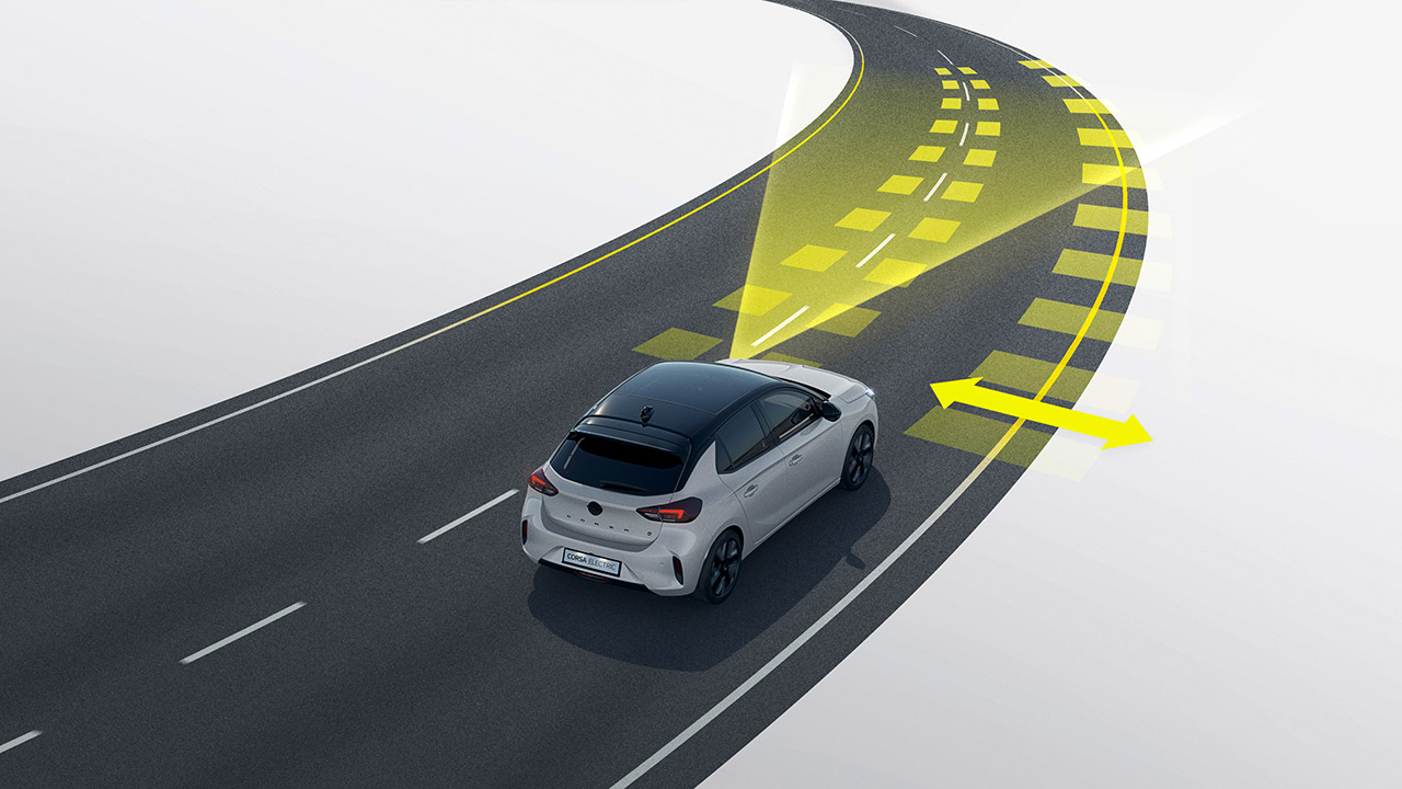 Opel Corsa-e - Bezpečnost a inovace - Aktivní udržování v pruhu Opel Corsa-e
